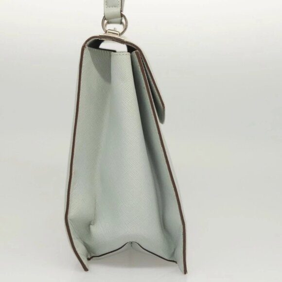 Salvatore Ferragamo Gancini Hand Bag Safiano 2way Light Blue Silver Auth BA1740 - Picture 6 of 16